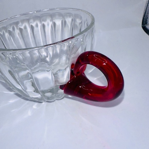 Vintage Discontinued Duncan & Miller Radiance Clear Red Handle Punch Cup Set - Picture 3 of 6